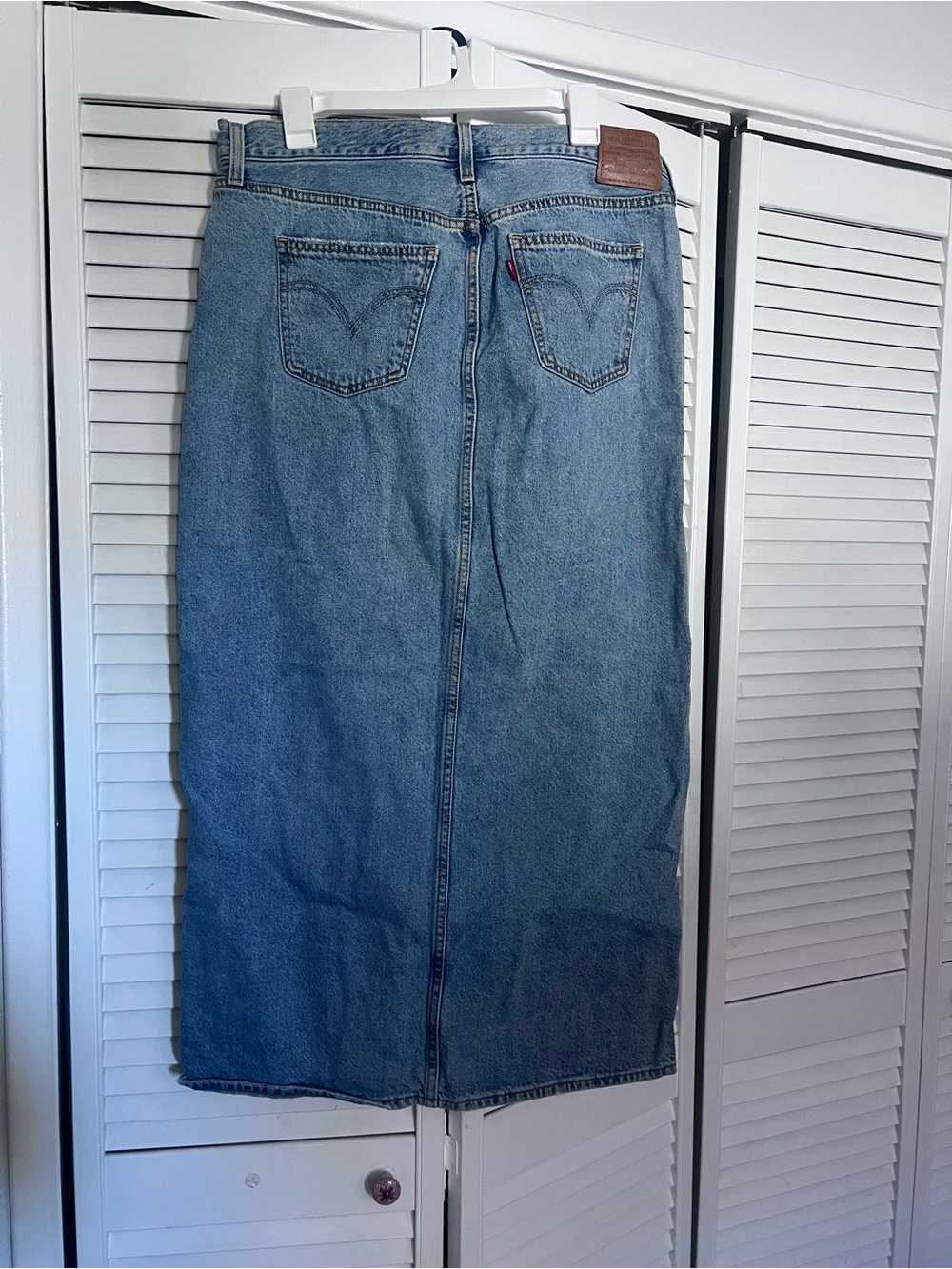 Levi's Light Blue Denim Maxi Skirt with Back Pockets and slit